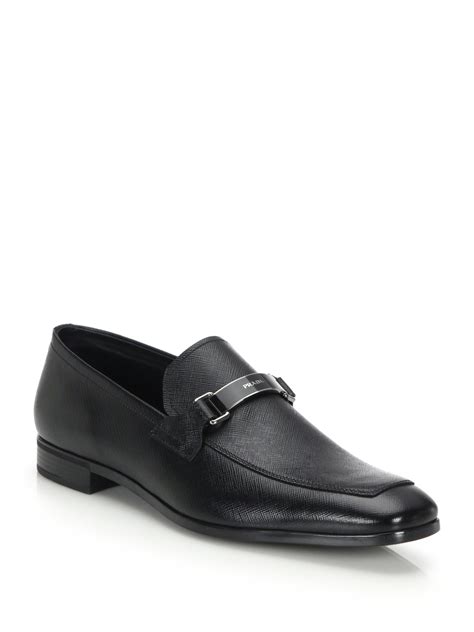 prada calzature uomo saffiano loafers|Black Saffiano leather loafers .